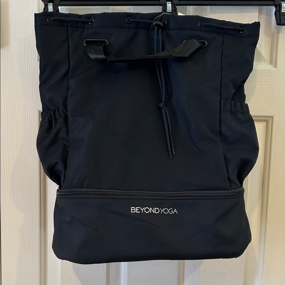Beyond Yoga Black Convertible Drawstring Backpack Tote